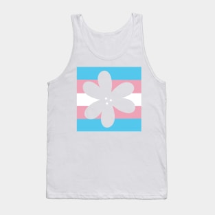 Flower Outline - discreet trans pride flag Tank Top